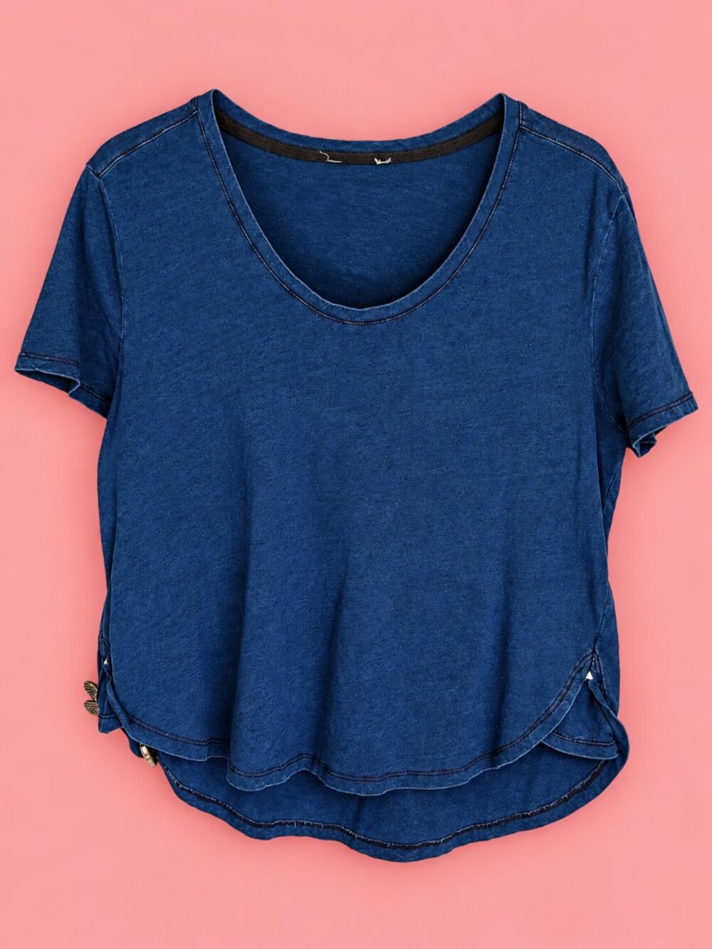 💙 Marks & Spencer Denim Navy Blue T-Shirt – Size Large